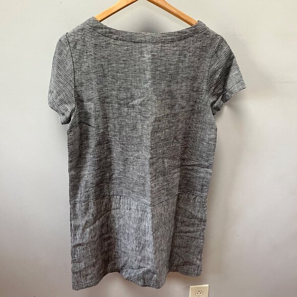 Garnet Hill Womens Black & White Striped Linen Tunic Dress Size 8 Short Sleeves - Picture 5 of 5